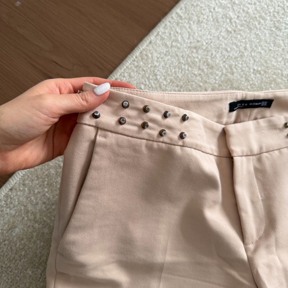 Zara Beige Studded Ankle Jeans - Picture 3 of 5